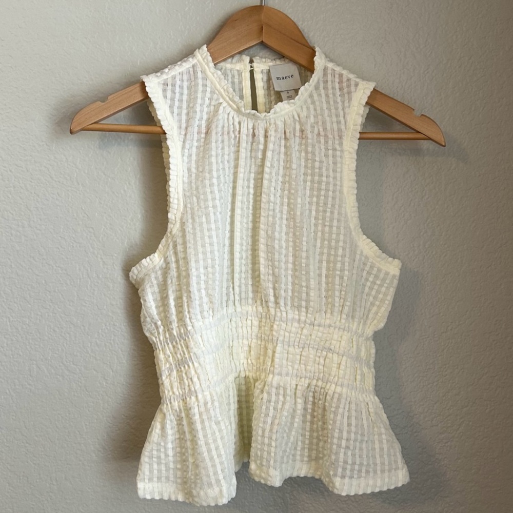 NWT, Maeve Women’s Smocked Halter Neckline Feminine Top in Ivory, Size Small